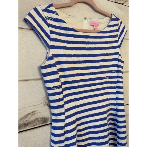 Lilly Pulitzer Striped Cap Sleeve Sheath Dress Blue White Size S - Picture 2 of 6